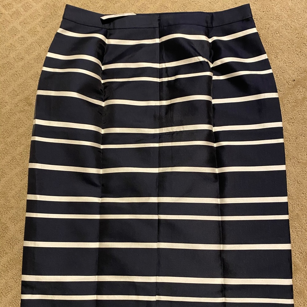 Navy and white j crew pencil skirt